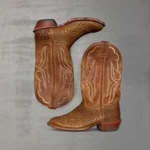 Vintage Bullhide‎ Brown Leather Made in USA Cowboy Western Boots Men's 9.5